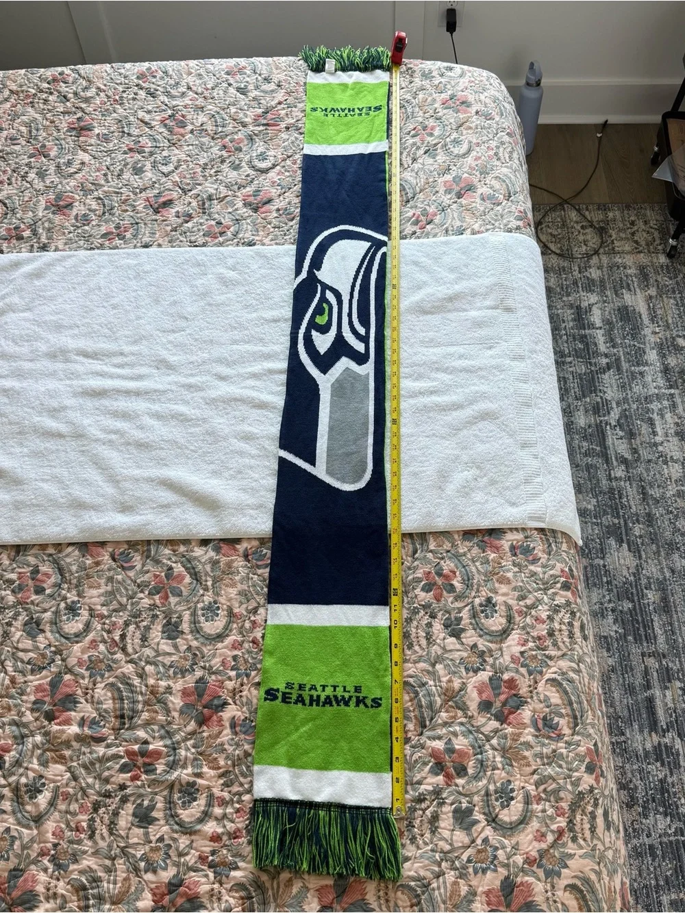 FOCO Seattle Seahawks NFL Scarf Green Navy Reversible Logo Fringe Fan Gear